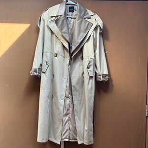 Nasty Gal beige trench coat with leather trim